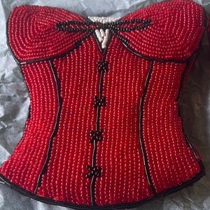 NWOT: Red Beaded Coin Purse